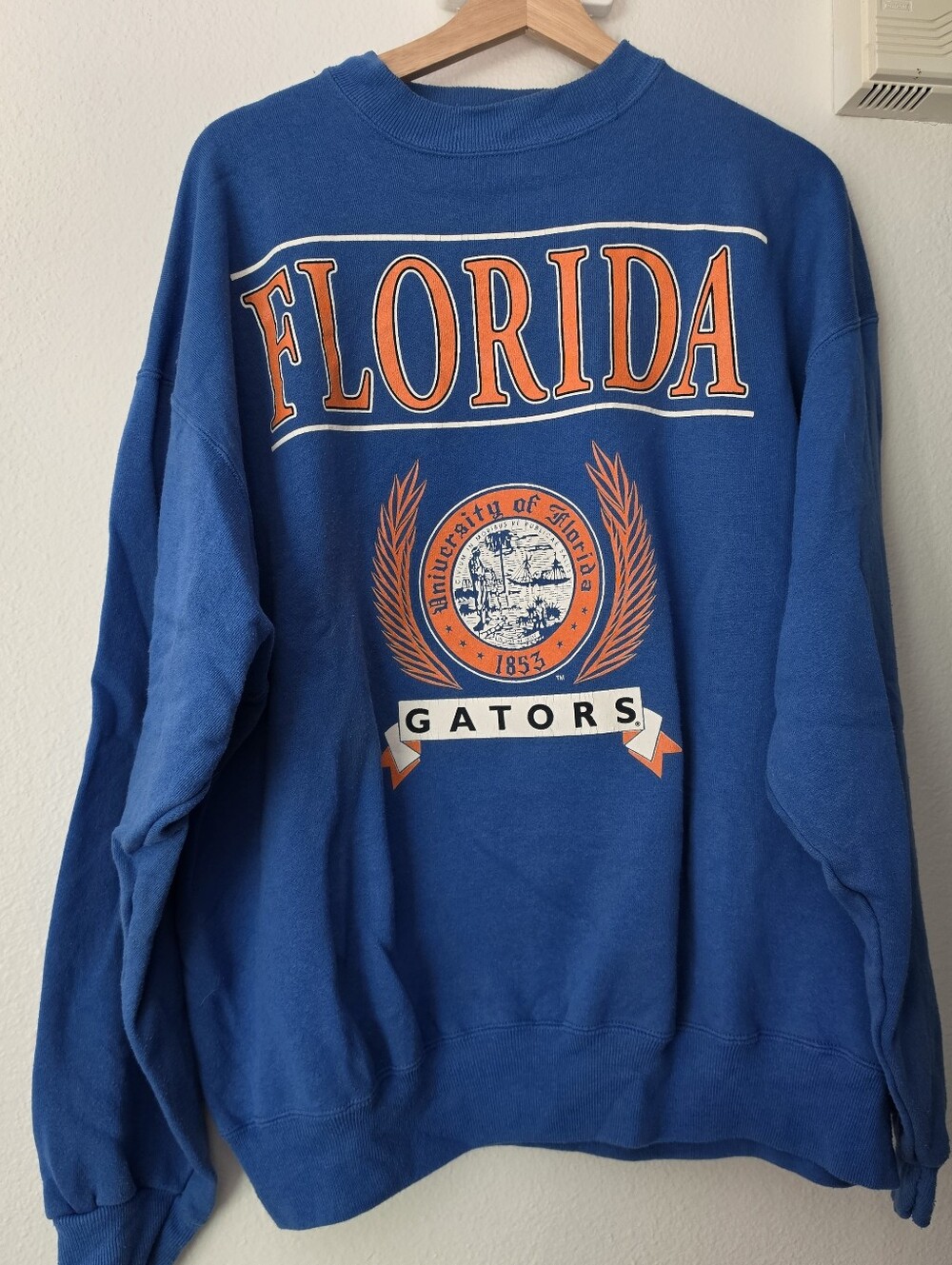 Florida Gator's Hanes blue sweatshirt with orange and white team-style graphic